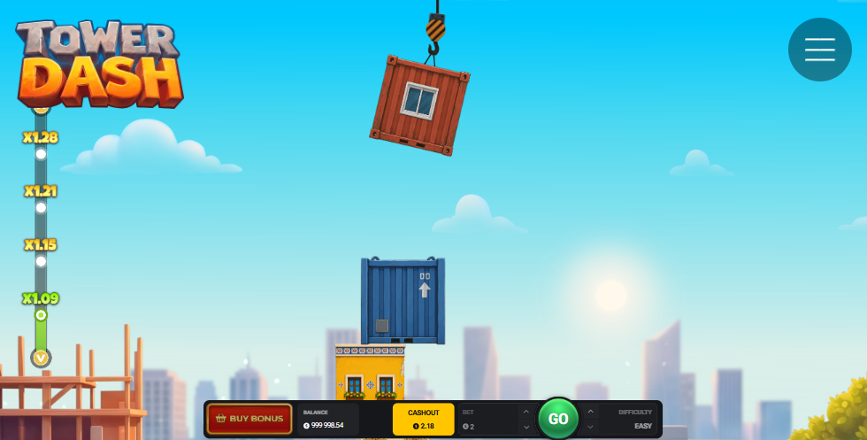 Екран на Tower Dash с крана и контейнера