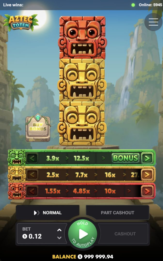 Aztec Totem във вертикална версия на мобилен телефон